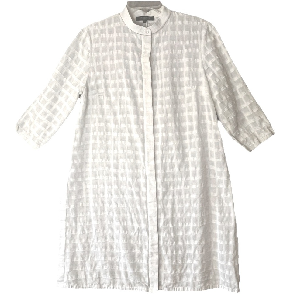 Lafayette 148 New York Tunic Dress Womens M White Oversized Button Up Cotton
